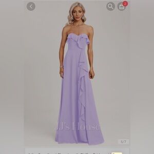 Brand New with tags JJs house bridesmaid dress. Strapless. Lavender.